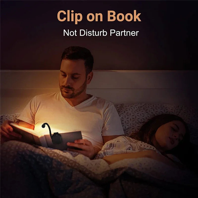 1PCS Portable LED Book Lights USB Rechargeable Eye Protection Night Light Mini 360°Clip-On Desk Reading Lamp Travel Bedroom