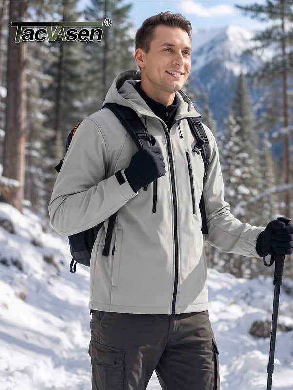 TACVASEN Men's Fleece Lined Softshell Jacket Waterproof Winter Tactical Coat Thermal Windproof Outdoor Hiking Daily Jacket