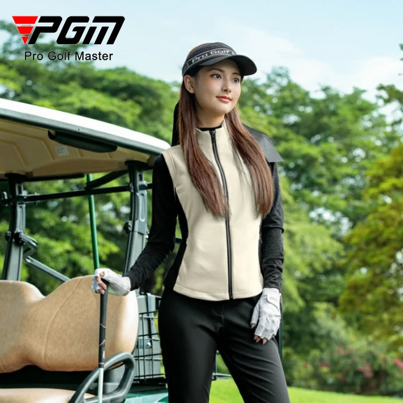 PGM Women's Golf Vest Autumn Winter Light Absorbing and Heating Warm Sports Jacket YF846