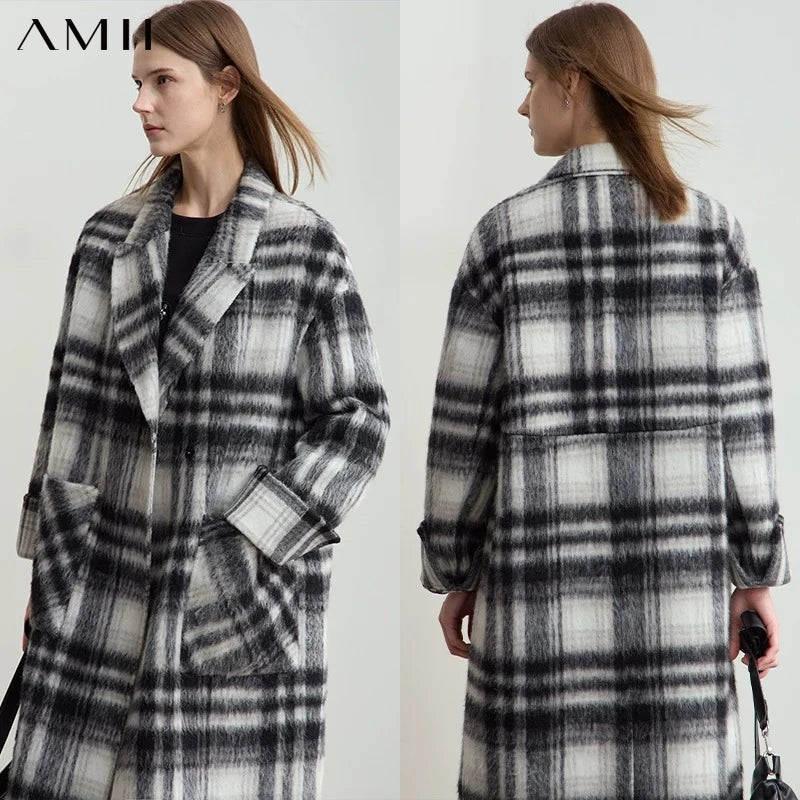 អាវធំ AMII Minimalism សម្រាប់នារី 2026 រដូវរងាថ្មី ពណ៌ផ្ទុយគ្នា កអាវរោមចៀម អាវក្រៅដៃវែង 12454016