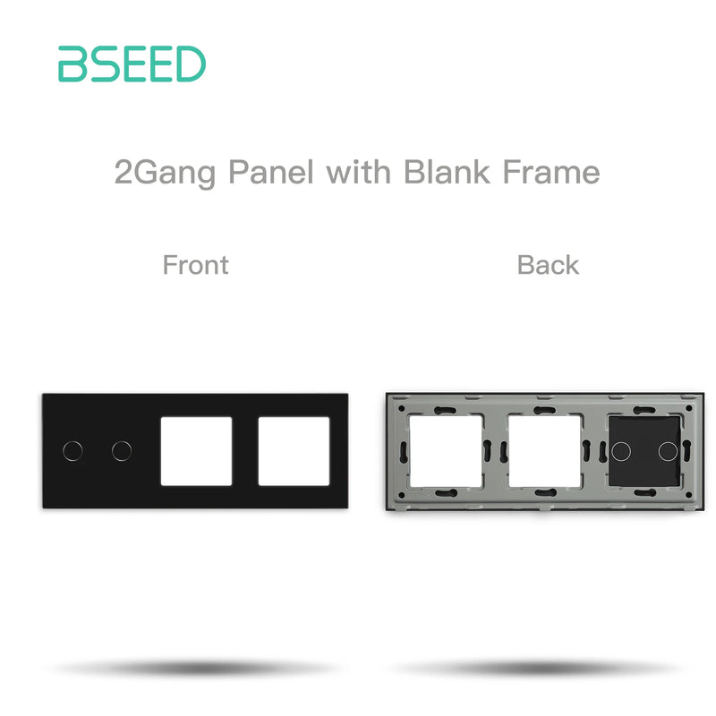 BSEED Crystal Light Switch Panel With Double Wall Socket Frames 228mm Metal Base Included Gass Frame EU Standard
