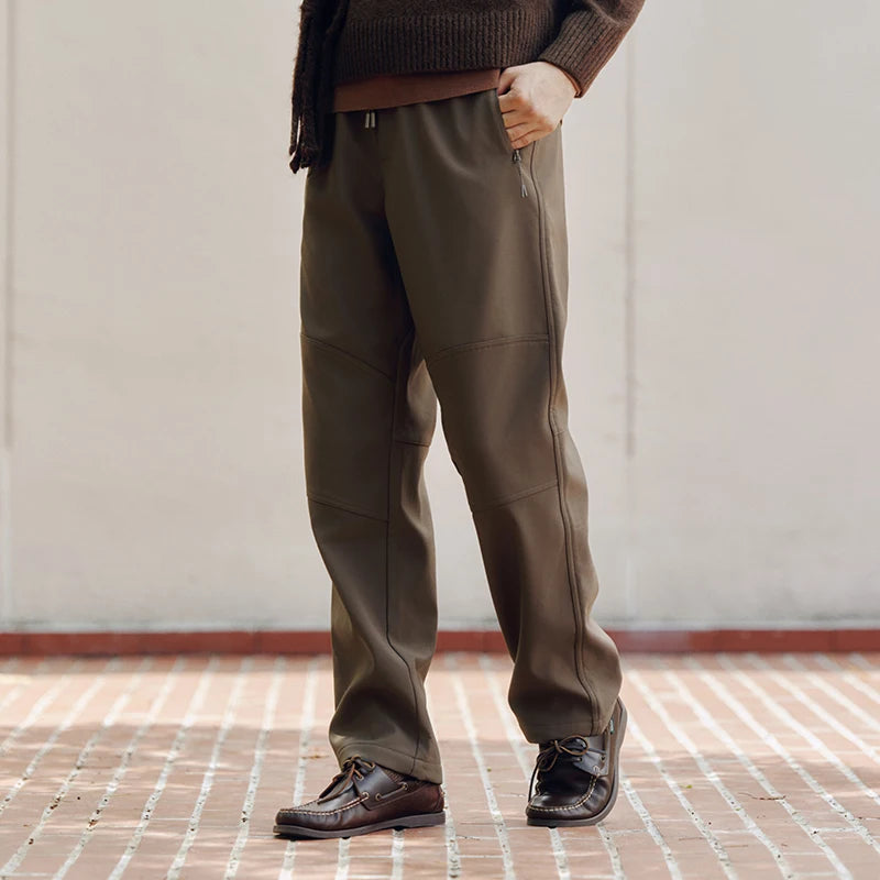 Semir Casual Pants Men Fleece Lined Three-Resistant Outdoor Long Pants 2025 Winter New Straight Leg Elastic Waist Versatile