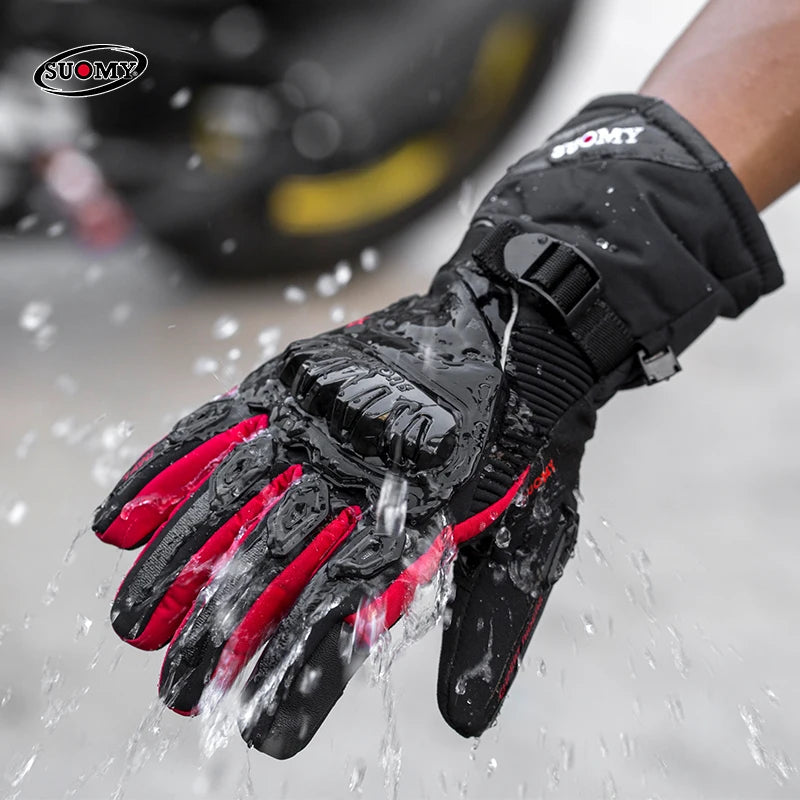 SUOMY Motorcycle Gloves Men 100% Waterproof Windproof Winter Moto Gloves Touch Screen Gant Moto Guantes Motorbike Riding Gloves