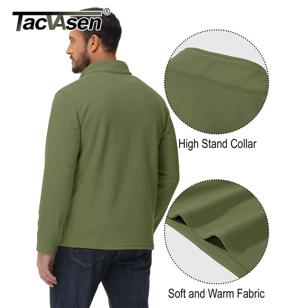TACVASEN 1/4 Zipper T-shirts Men's Long Sleeve Turtleneck Fleece Spring Autumn Casual Warm Tops Athletic Running Spoorts Shirt