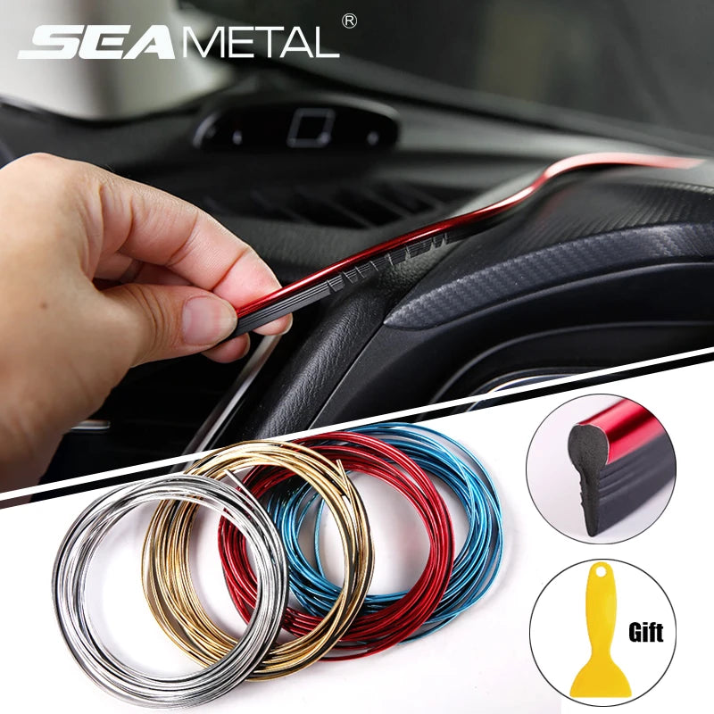 SEAMETAL 5/10M Car Interior Moulding Trim Strips Anti Scratch Dashboard Gap Fillers DIY Flexible Line for Car Styling Accessorie