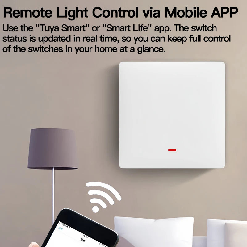 Tuya ZigBee Light Switch Transmitter Kit, No Neutral Wire Required, 1/2/3 Gang Works with Smart Life Alexa