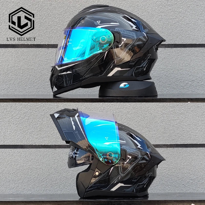 2025 latest motorcycle helmet modular flip helmet casque moto semi full duplex helmet suitable for both men and women LVS-909