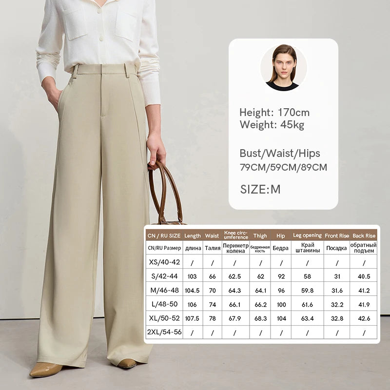Amii Women's Loose Pants 2026 Autumn New Minimalism Commuter Anti-wrinkle Casual Pants Female Solid Wide Leg Trousers 12621034