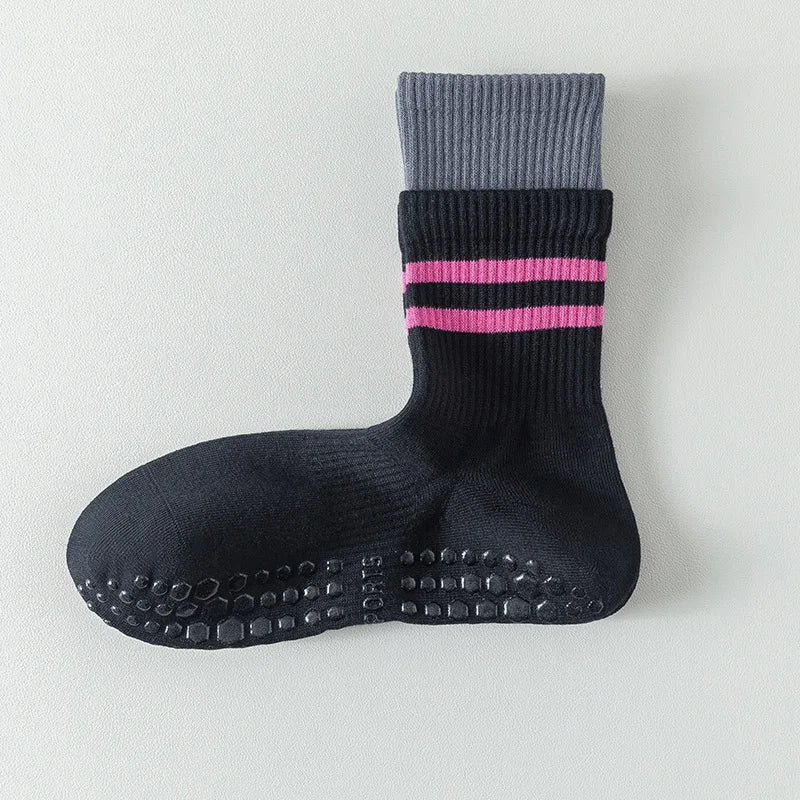 WRELS 1/2/3 Pairs Yoga Socks Non Slip Breathable Pilates Crew Socks Women Arch Support Moisture-Wicking Gym Athletic Grip Socks