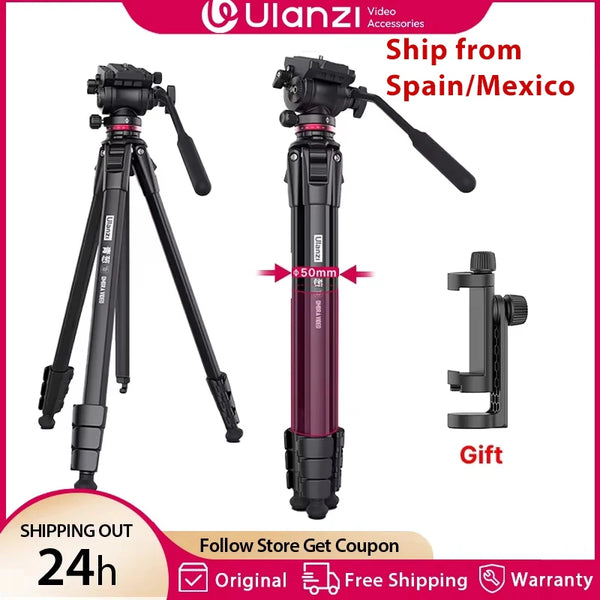ជើងកាមេរ៉ា Ulanzi OMBRA 1.6M វីដេអូធ្វើដំណើរ 360° Panorama Fluid Drag Pan ជើងកាមេរ៉ាផ្ទុកអតិបរមា 6KG Arca Swiss Plate សម្រាប់កាមេរ៉ា DSLR