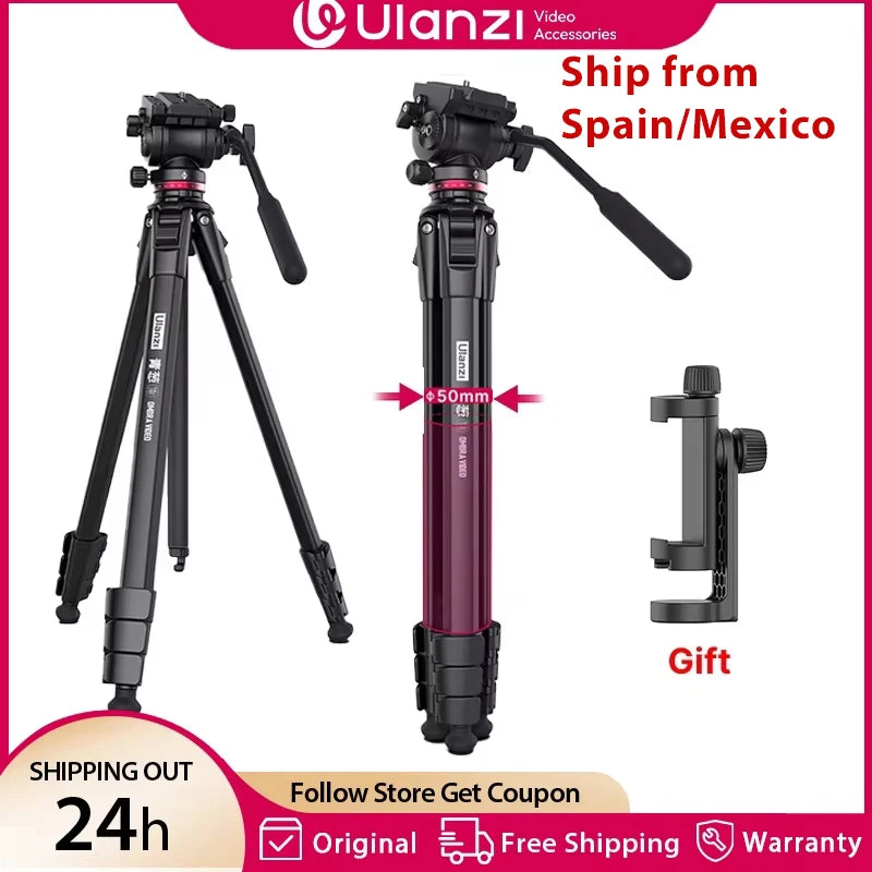 ជើងកាមេរ៉ា Ulanzi OMBRA 1.6M វីដេអូធ្វើដំណើរ 360° Panorama Fluid Drag Pan ជើងកាមេរ៉ាផ្ទុកអតិបរមា 6KG Arca Swiss Plate សម្រាប់កាមេរ៉ា DSLR