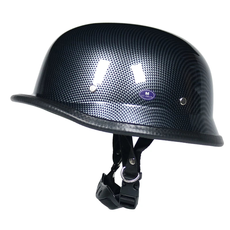 World War II German motorcycle helmet Motorcross Capacete retro half helmet matte bright black plating anti-carbon fiber ABS