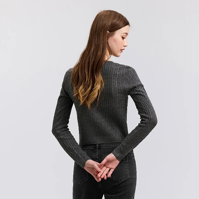Semir Slim Cardigan For Women 2026 Short O neck Collar Knitwear Spring New Style Soft Comfortable Tops Sweater For Ladies