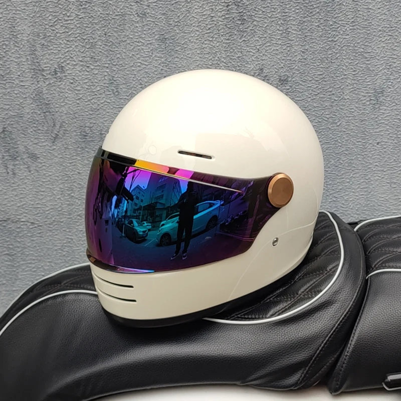 ORZ Retro full face motorcycle helmet - Classic design, suitable for both men and women, with safety protection certified by 806