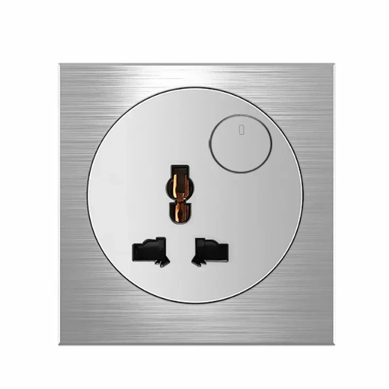 Europe UK FR Luxury LED Wall Light Switch Socket,1 2 3 4 gang 1 2way On/Off aluminum alloy Round Button household Switch panel