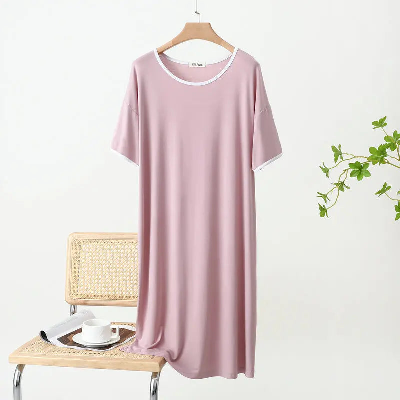 Short Sleeve Modal Sleepwear Dress Women Casual Summer Nightgowns Loose Ladies Night Wear Shirt Homewear Sleep Clothes