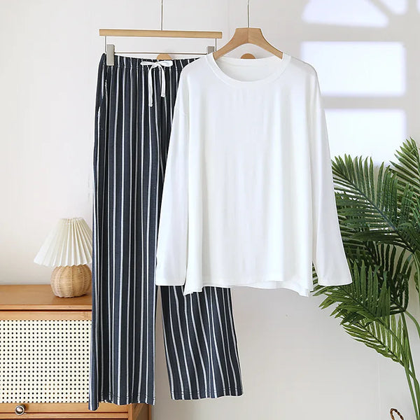 ឈុតគេង Pijama Feminino ថ្មីសម្រាប់ស្ត្រី អាវដៃវែង រដូវស្លឹកឈើជ្រុះ រដូវរងា សម្លៀកបំពាក់សម្រាប់ពាក់នៅផ្ទះ ពេលយប់ អាវគេងសម្រាប់ស្ត្រី