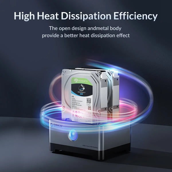 ORICO RGB Hard Drive Station Type-C Aluminum 2.5/3.5 Inch HDD Case RGB Cyberpunk Design 10Gbps Fast Speed Hard Disk Bay for PC