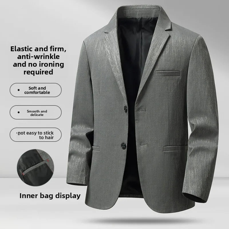 Men's Slim Fit Casual Blazer Suit Jacket Business Daily Solid Color Notch Lapel Single Breasted Long Sleeve Top