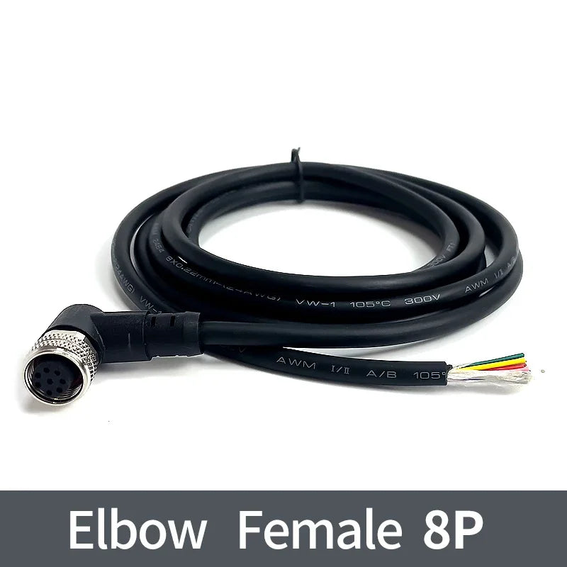 2Meters M12 sensor connector waterproof cable plug Male&Female 4 5 8 12Pin PVC Integrated injection molding M12 connectors