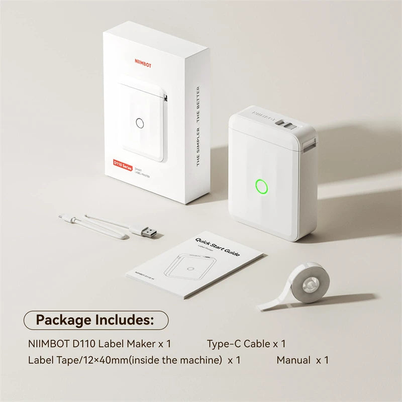 NIIMBOT D110 Thermal Label Printer Mini Portable Self-adhesive Label Maker With Tape for Home Similar to Dymo Labeling Machine
