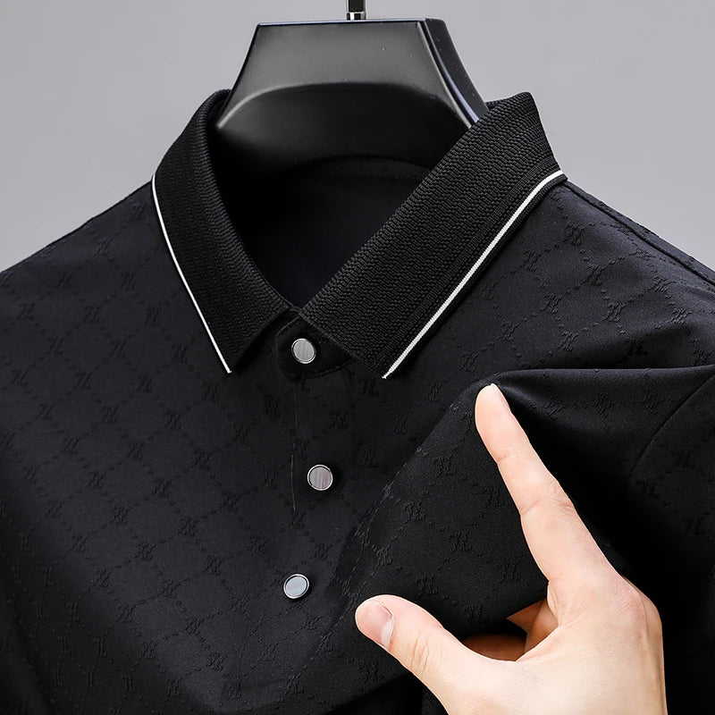 2024 Summer Standard Regular Polo Shirt, Summer Short-Sleeved Business Gentleman Men's T-shirt, Fashion High-Grade Dark Pattern