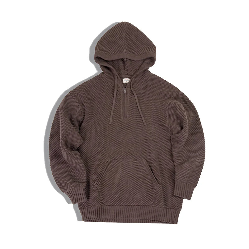 Maden Casual Knit Sweater Half-zip Basics Hoodies for Men Autumn Winter Fashion Brand Pullovers Warm Hooded Sweatshirt Tops