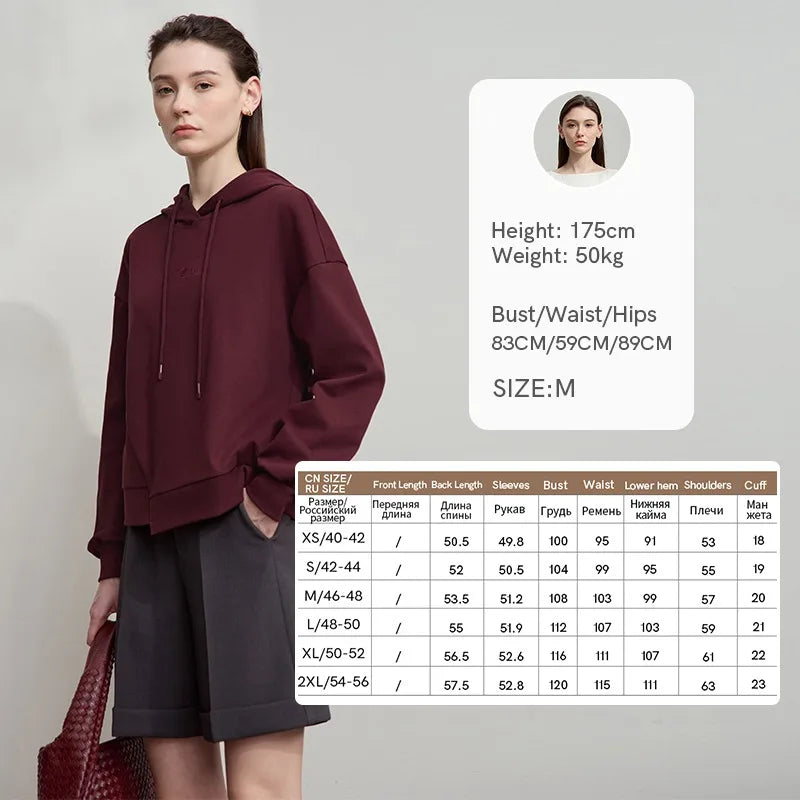 AMII Minimalist Women Hoodie Cotton 2026 Autumn Streetwear Sweatshirts Letter Embroidery Loose Hoodies Casual Pullover 12543134
