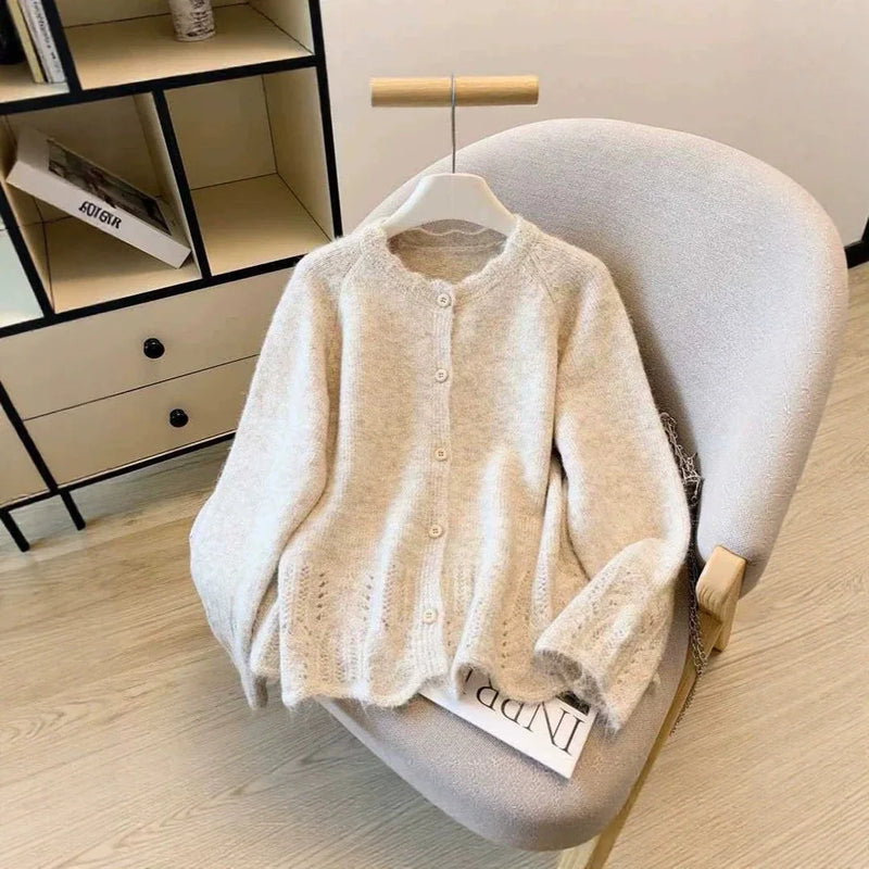 Gentle Style Long-sleeved Sweater Women's Versatile Loose Stacking Wear Knitted Cardigan Top Age Reduce Ladies Jumper Jackets