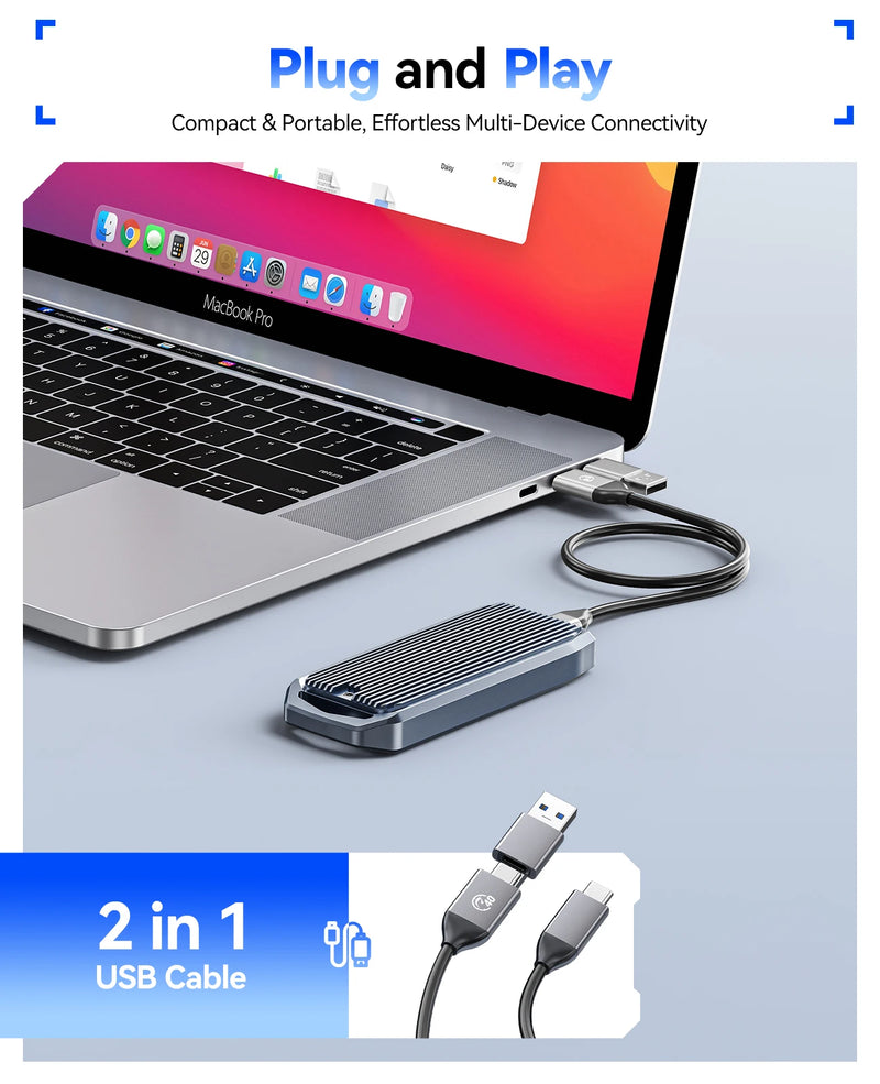 ORICO M2 SSD Case M2 NVMe SSD Enclosure Adapter Compatible with Thunderbolt 3 4 USB3.2 USB 3.1 3.0 Type-C External SSD Enclosure