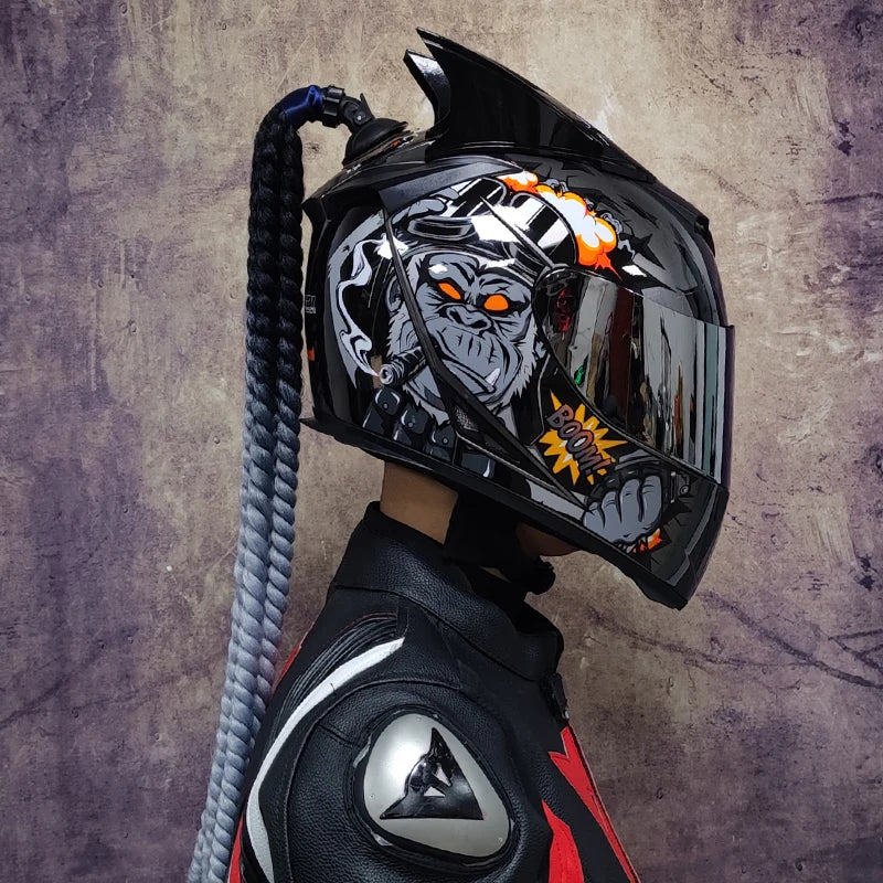 Motorcycle full face helmet double lens fashion quick release racing helmet Casco Casque Moto approved motorcycle accessories