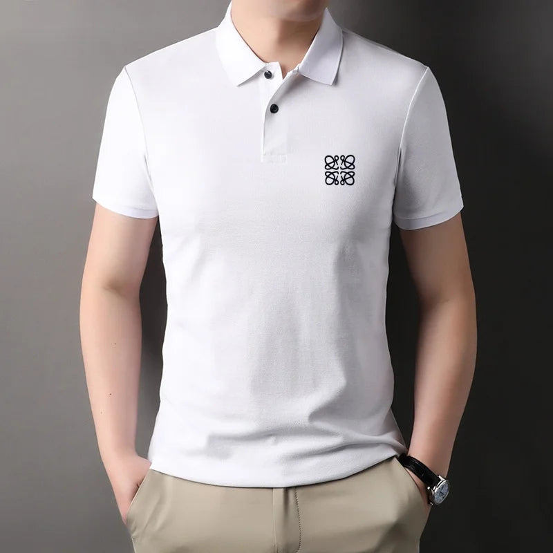 Men's Summer Luxury Brand Cotton 100% Polo Shirt Lapel Printing Short Sleeves T-Shirt Business Leisure Ventilate Men's Clothing