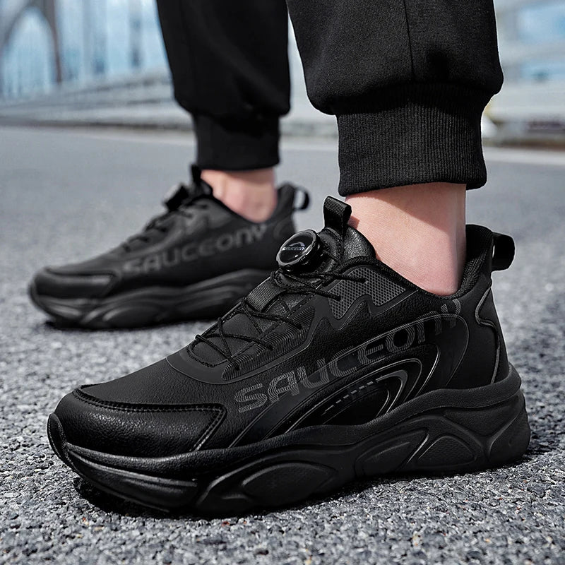 Men's Rotating button casual sneakers spring summer breathable light racing outdoor running shoes soft sole speed sports shoes