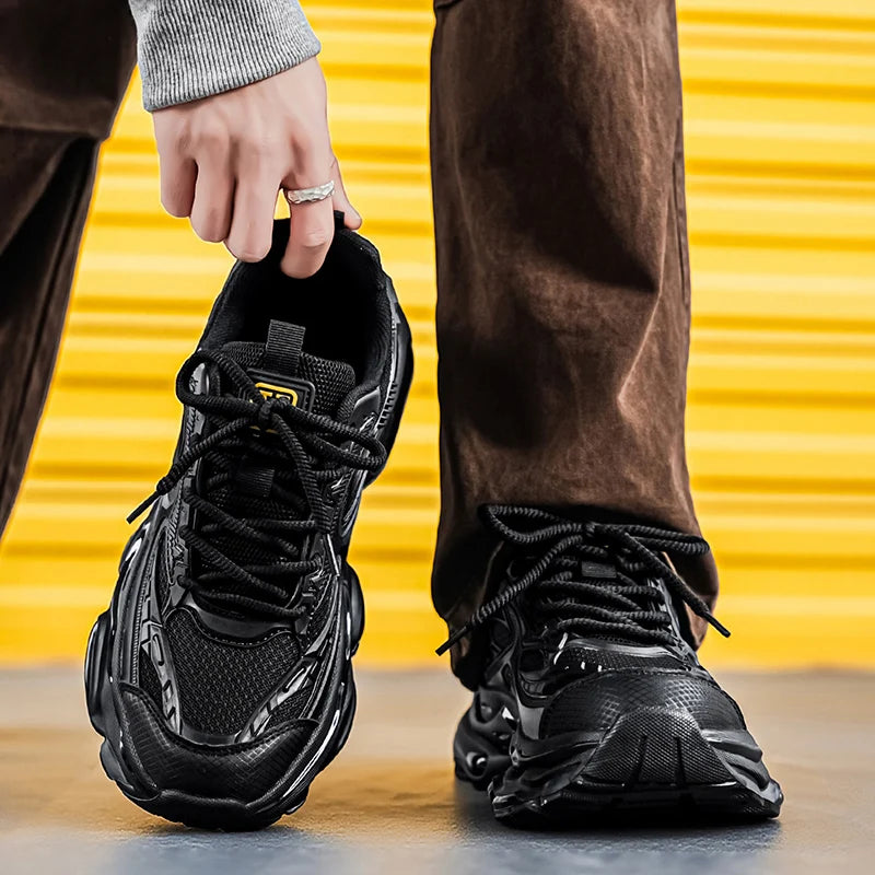 Men's casual sneakers four season thick sole breathable soft sole anti-slip outdoor racing running shoes youth speed sports shoe