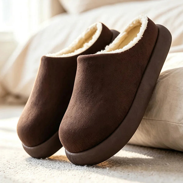 Men women's Mules casual cotton shoes winter fashion soft-sole Non-slip lightweight outdoor couple warm velvet snow walking shoe