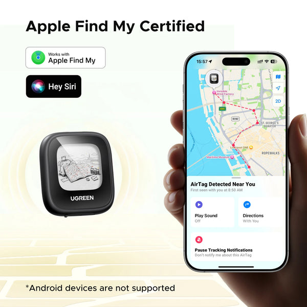 UGREEN Finder Custom E-Ink Display Tracker Tags (iOS Only)  Bluetooth Air Smart Tags Item Finder Compatible with Apple Find My