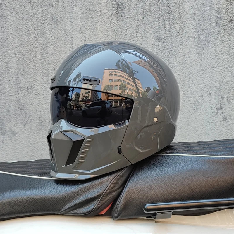 Black Samurai Scorpion Look Modular Combination Full Face Motorbike Helmet All Seasons Scooter Riding Protective Helmet ORZ-GB7