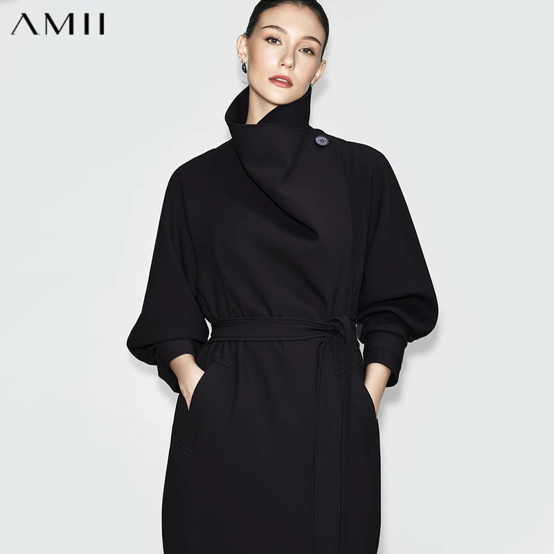 អាវធំ Amii រដូវស្លឹកឈើជ្រុះឆ្នាំ ២០២៦ អាវធំដៃវែងសម្រាប់ធ្វើដំណើរទៅធ្វើការថ្មីសម្រាប់ស្ត្រី ខ្សែក្រវ៉ាត់ប្រឆាំងស្នាមជ្រួញ អាវធំរលុង 12611027