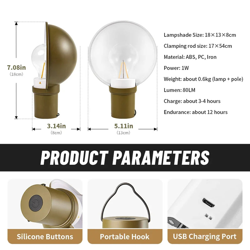 Naturehike Camping Clip Light Outdoor Camping Tent Hanging Lamp LED Rechargeable Portable Lighting Desktop Clip Table Lamps
