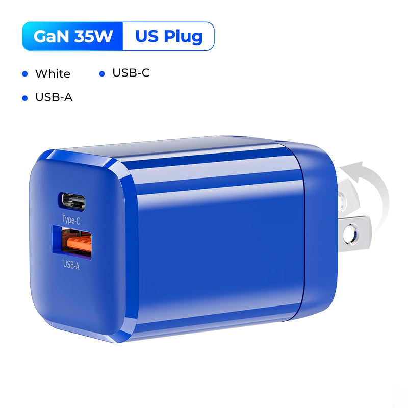 ORICO-fast charger with dual USB ports, mobile phone adapter, for iPhone, Samsung, Xiaomi, Huawei, 35W