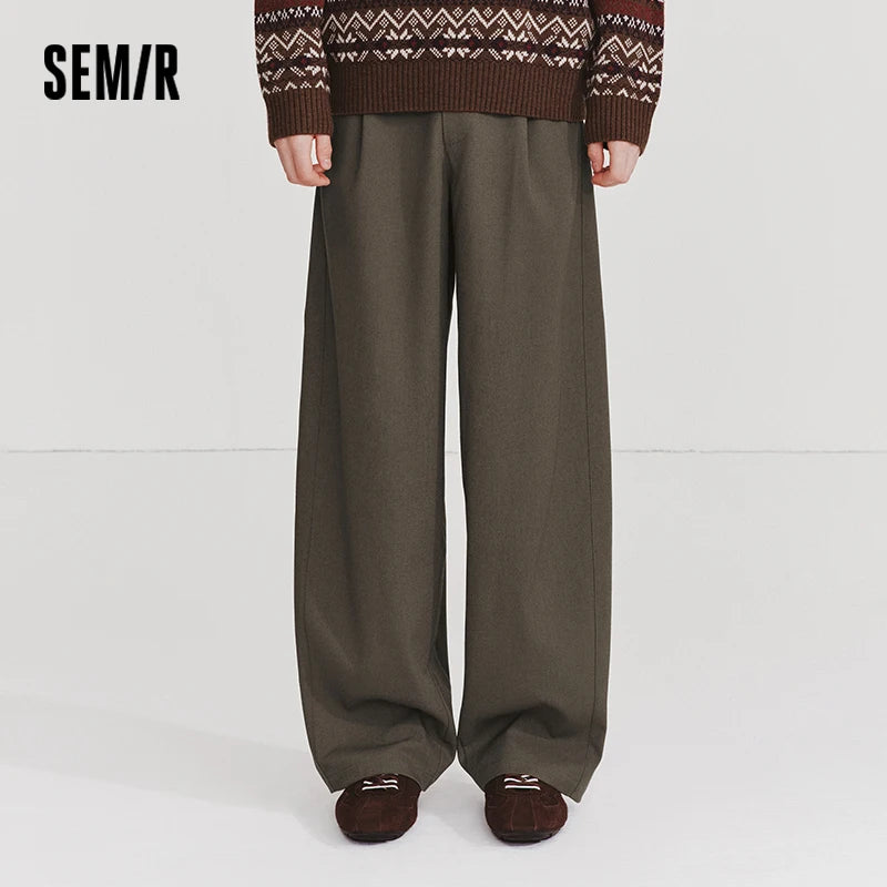 Semir Men Casual Pants 2026 Spring New High Waist Wide Leg Loose Drape Old Money Style Slimming Tall Pants