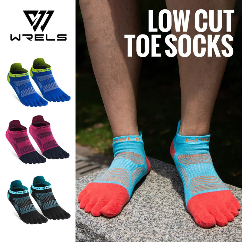 WRELS Five Finger Toe Running Socks Athletic Breathable Five Finger Socks High Performance Moisture Wicking Five Toe Socks