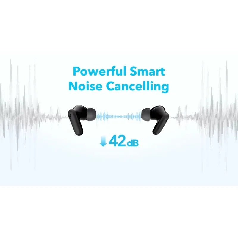 កាសស្តាប់ត្រចៀកប៊្លូធូស Soundcore R50i NC ដែលអាចលុបសំឡេងរំខានបានយ៉ាងពិរោះ និងឆ្លាតវៃ ជាមួយនឹងបាសដ៏មានអានុភាព និងអាចលុបសំឡេងរំខានបានយ៉ាងពិរោះ