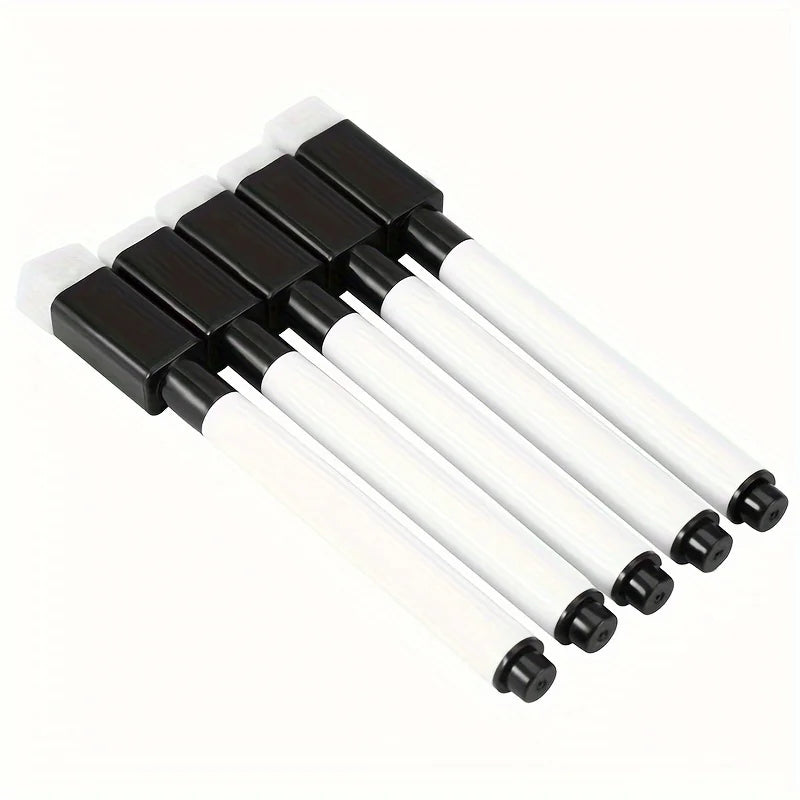 5/10pcs Erasable Whiteboard Marker Pens with Built-In Eraser - Non-Toxic Suitable for Whiteboard, Panels, Plastic Boards.