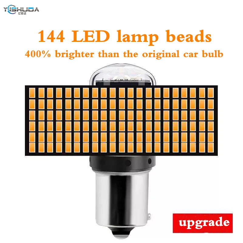 ភ្លើងសញ្ញាបត់រថយន្ត LED ជាសកល 2PCS 12V/24V ឌិកូដប្រឆាំងនឹងស្ត្រូបូស្កូប 1156 3014 144 ភ្លើងចំហៀង 157 ភ្លើងហ្វ្រាំង T20