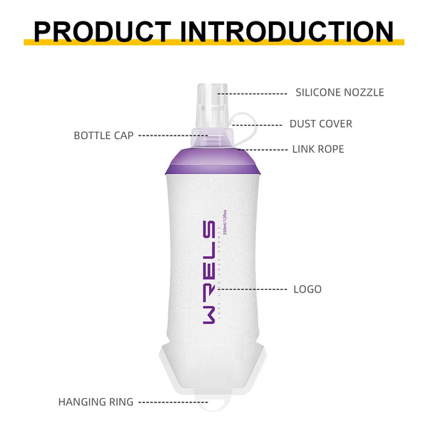 WRELS Foldable Silicone Soft Flask Water Bottle for Outdoor Sport  Running Camping Folding TPU Soft Flask Water Bag BPA Free