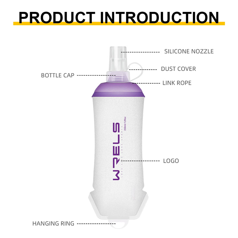 WRELS Foldable Silicone Soft Flask Water Bottle for Outdoor Sport  Running Camping Folding TPU Soft Flask Water Bag BPA Free