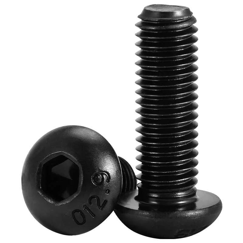 10/20/50pcs M3 M4 M5 M6 M8 M10 M12 Black Grade 10.9 Steel ISO7380 Hexagon Hex Socket Head Button Mushroom Allen Bolt Screw
