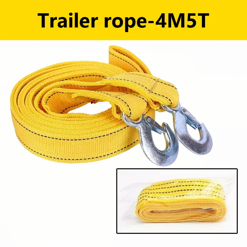 SEAMETAL 3M/3Ton 4M5Ton Car Tow Cable Towing Pull Rope Strap With Hooks Portable Self-driving Tourism Heavy Rescue Rope Tools