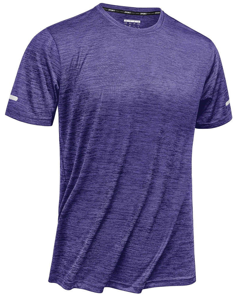 TACVASEN Summer Quick Dry T-shirts Mens Running Jogging Athletic T-shirts Reflective Stripe Sports Gym Fitness Workout T Shirts